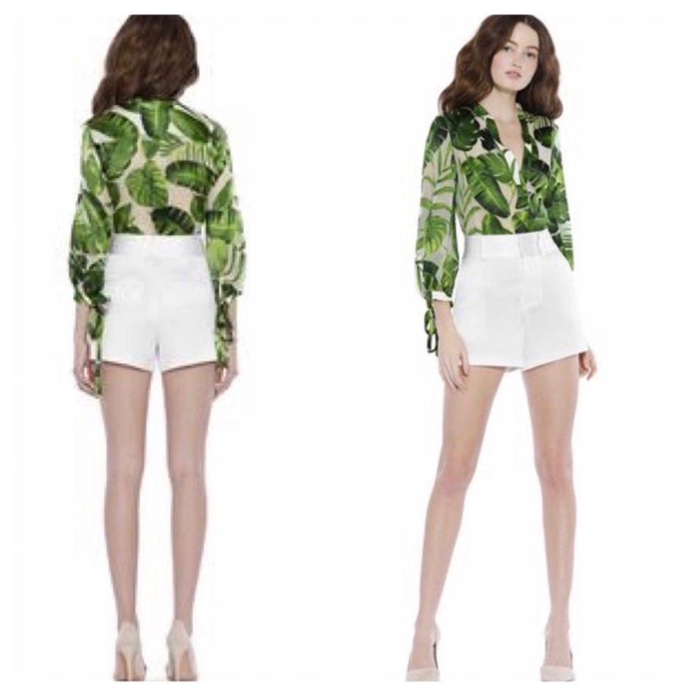 ALICE + OLIVIA Sheila Blouson Sleeve Henley Top - Picture 3 of 13
